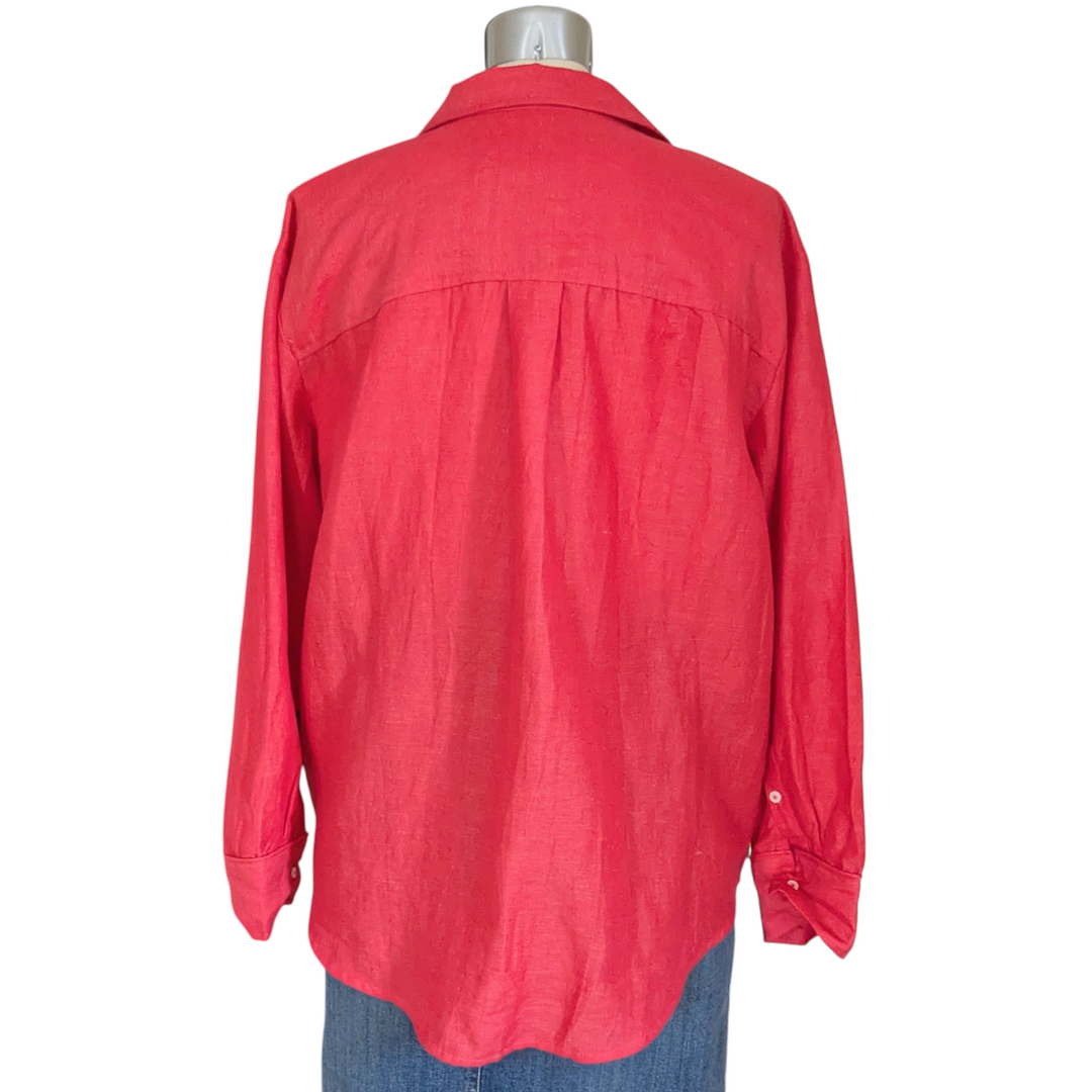 Anthropologie Maeve Linen Blend Button Down Shirt Size Large