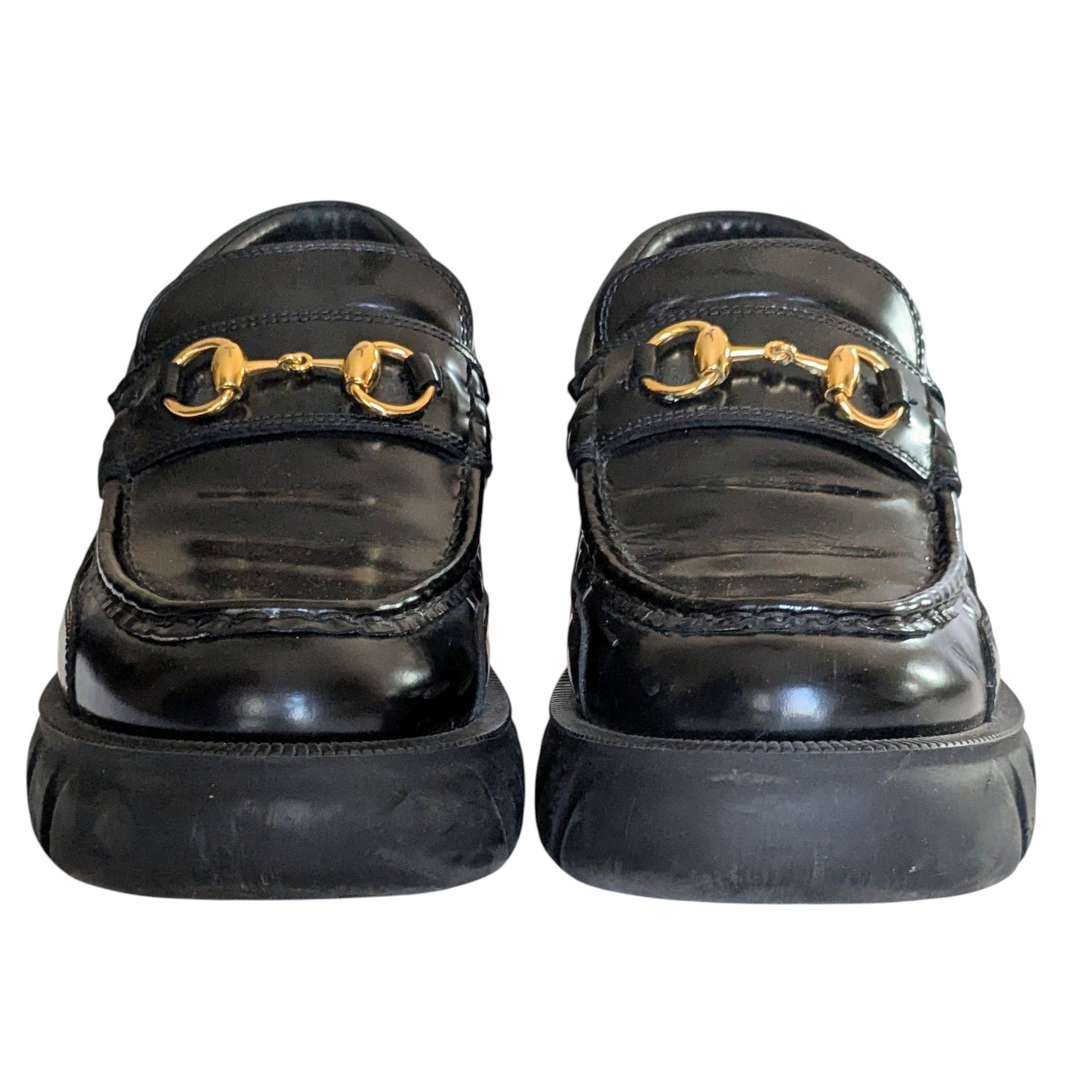 Gucci Sylke Platform Leather Loafers Size 41.5