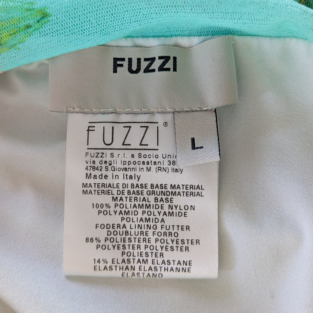 Fuzzi Strapless Jumpsuit in Aqua Print Size Large