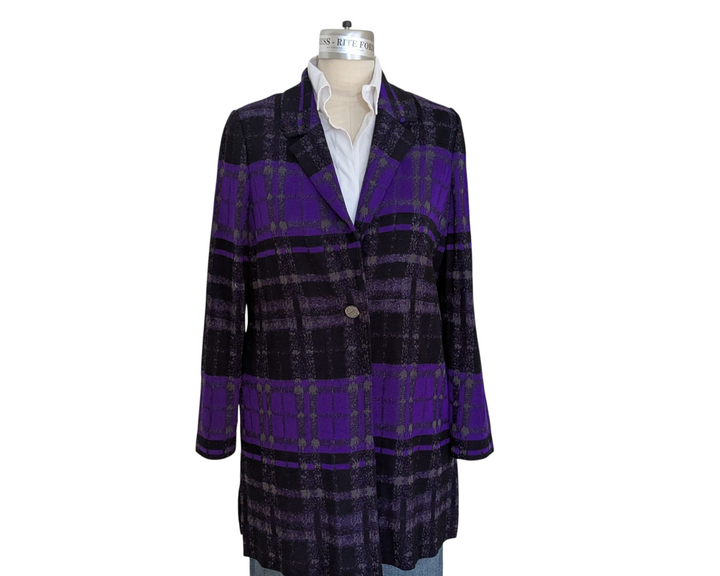 Misook Heritage Fit Plaid Knit Blazer Size Medium