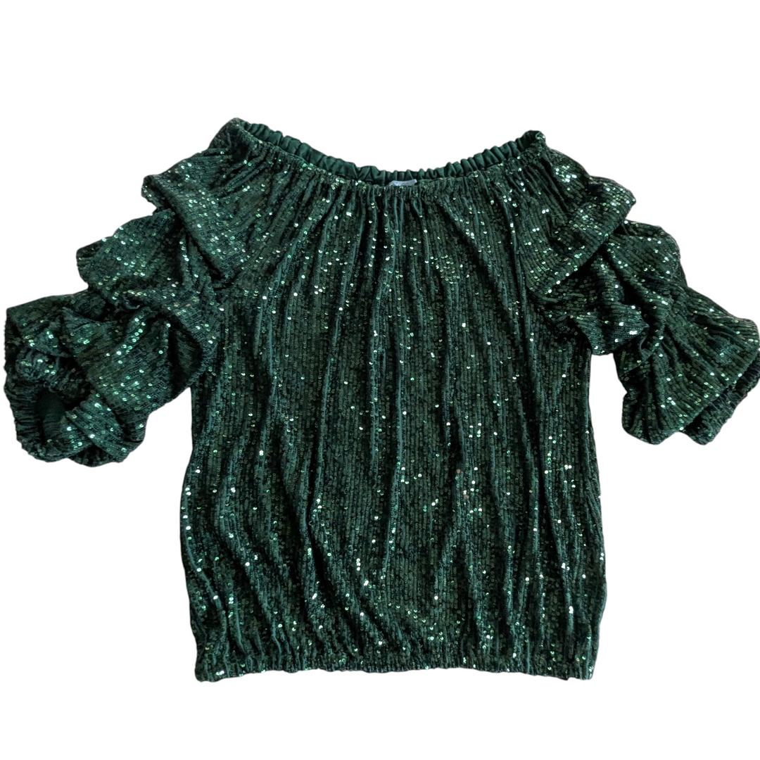 Cece Green Sequin Top Size Medium