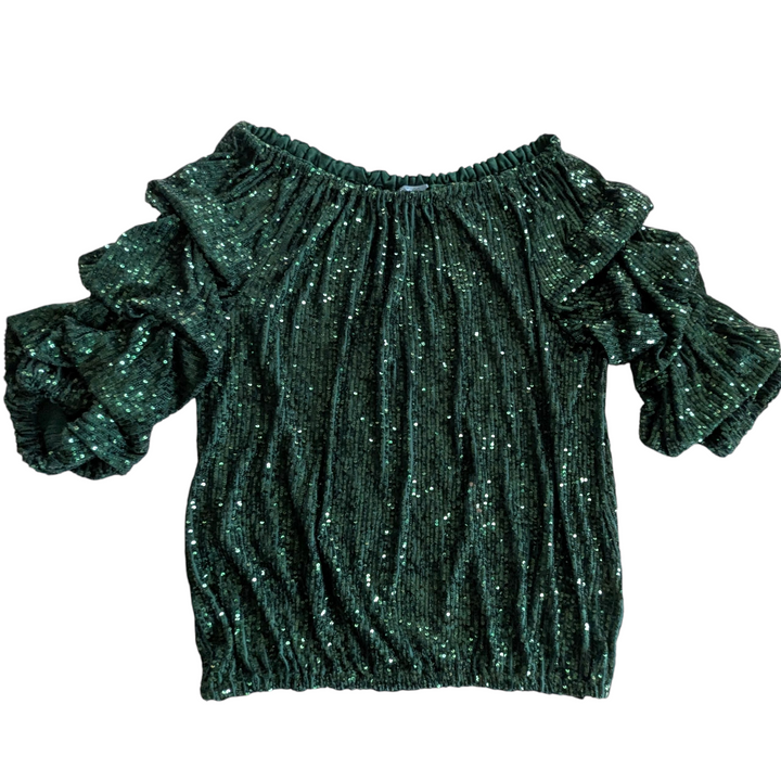 Cece Green Sequin Top Size Medium