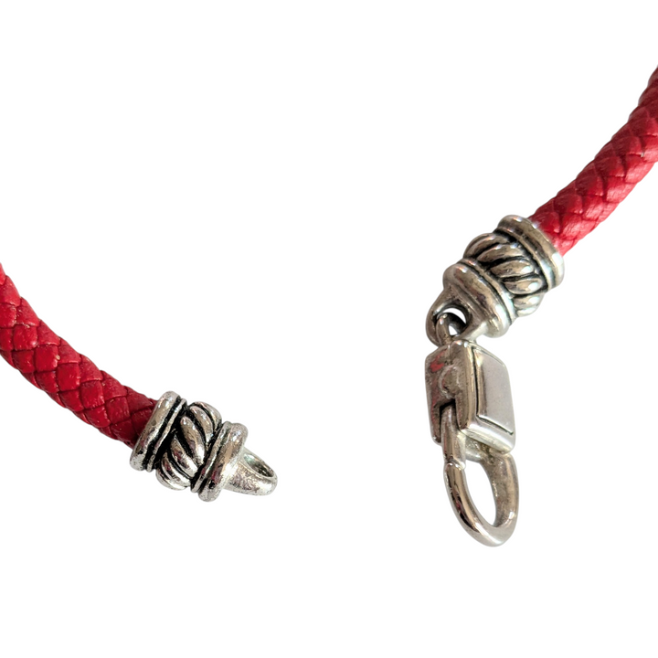 Red Woven Cord Necklace with Silver Pendant