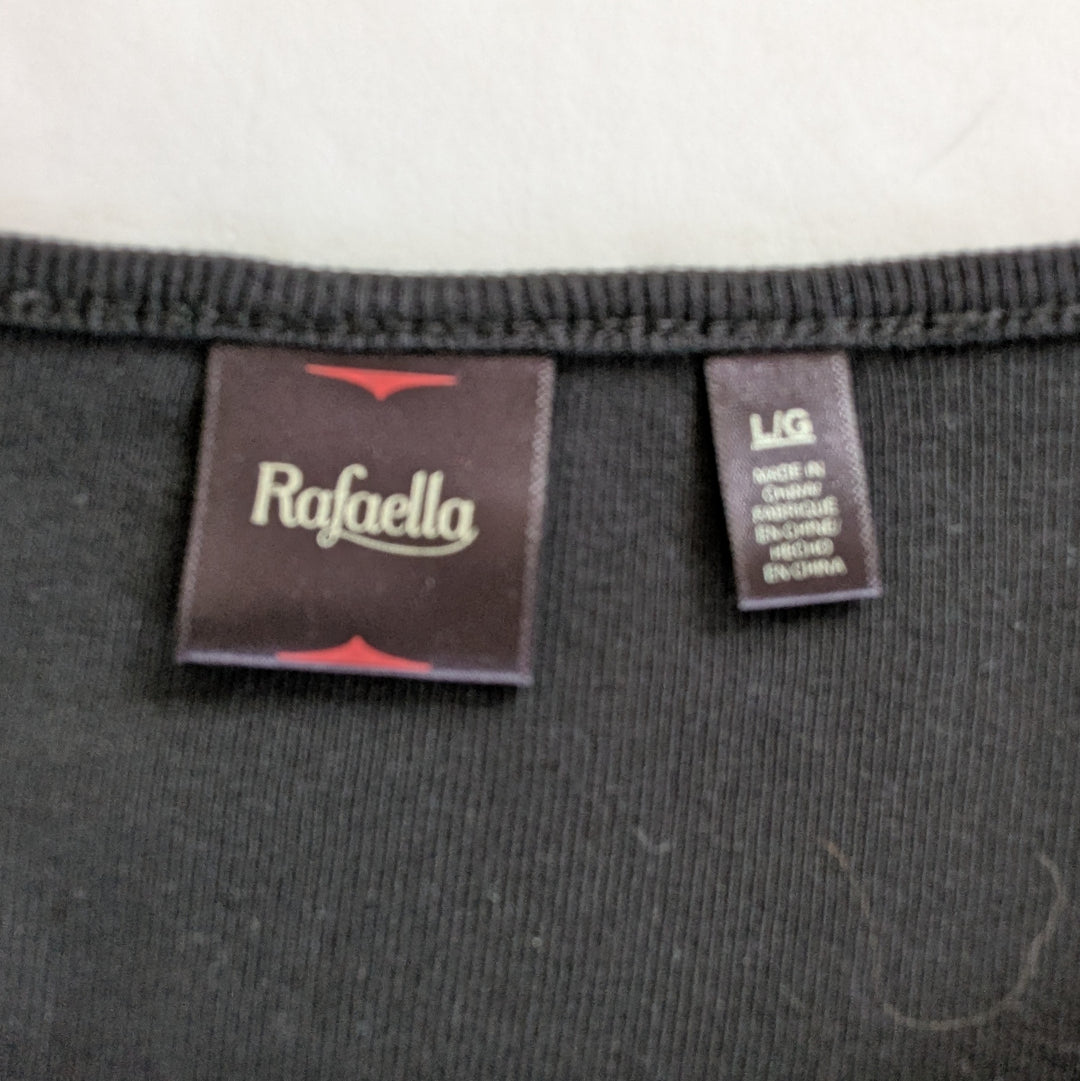 Rafaella Black Sweater with Faux Leather Accents Size Large