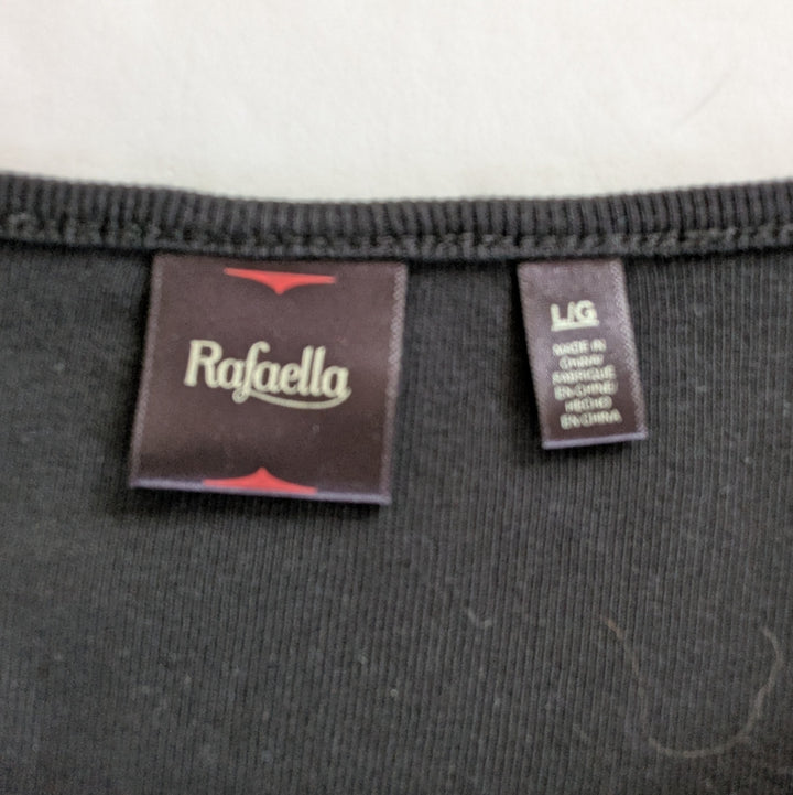 Rafaella Black Sweater with Faux Leather Accents Size Large
