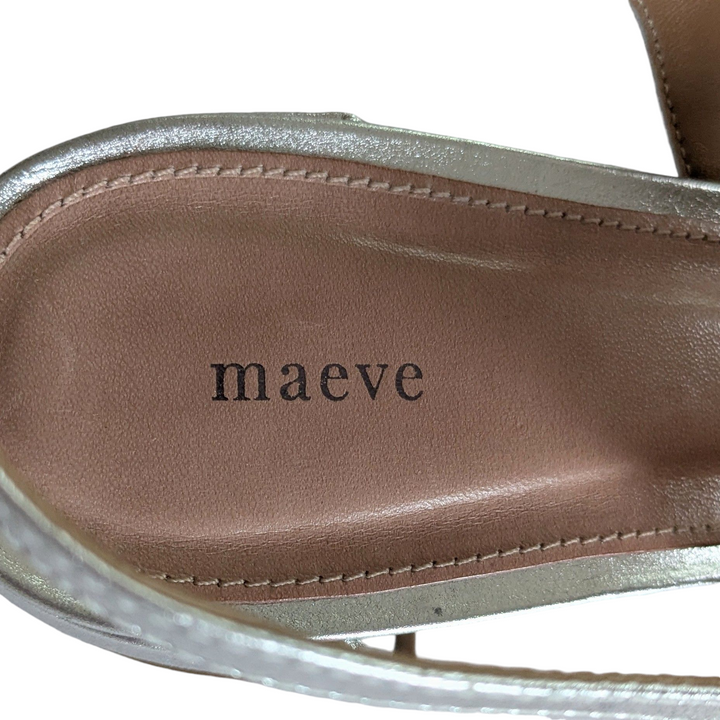 Anthropologie Maeve Silver Mary Janes Size 37