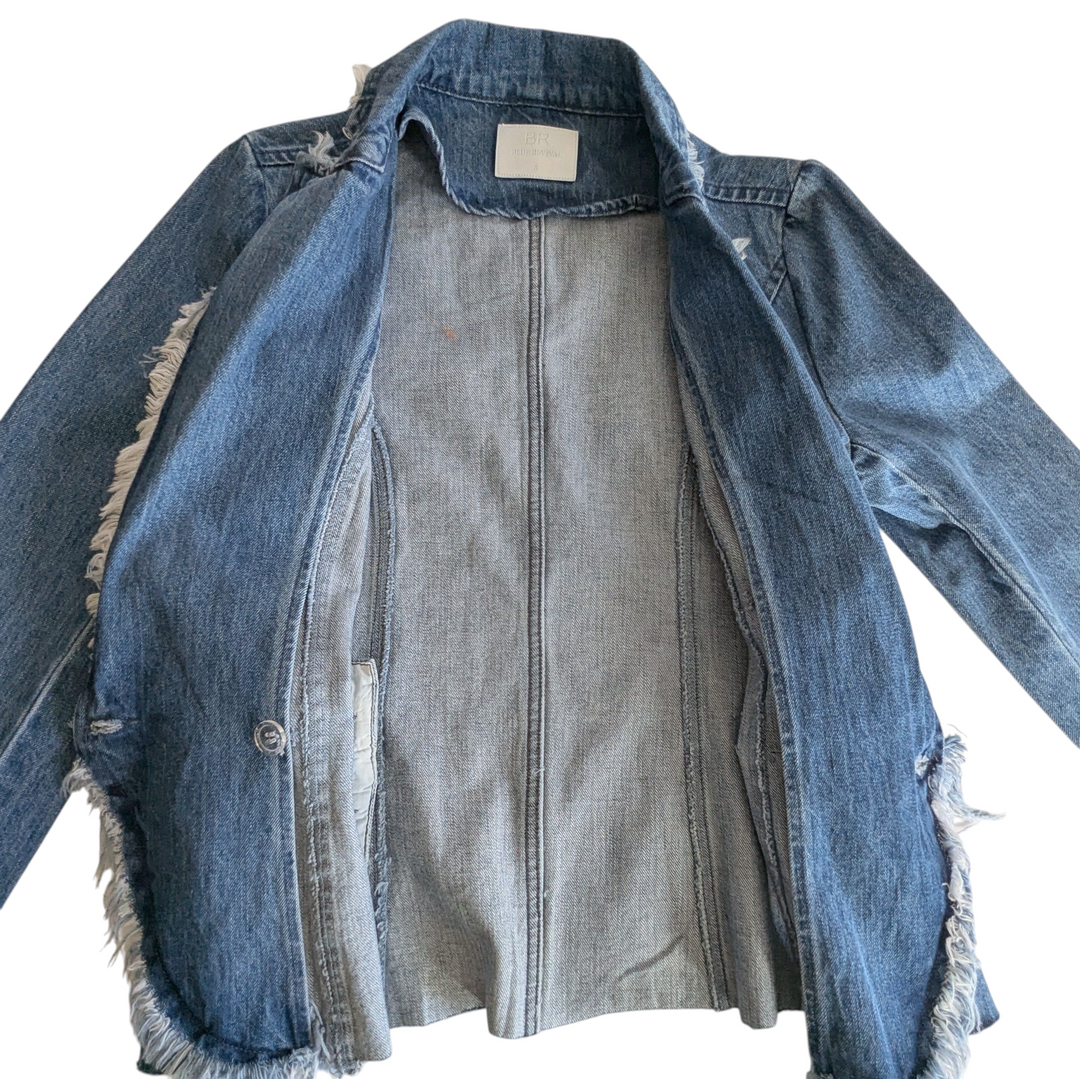 Blue Revival Lindsay Frayed Denim Blazer Size Small