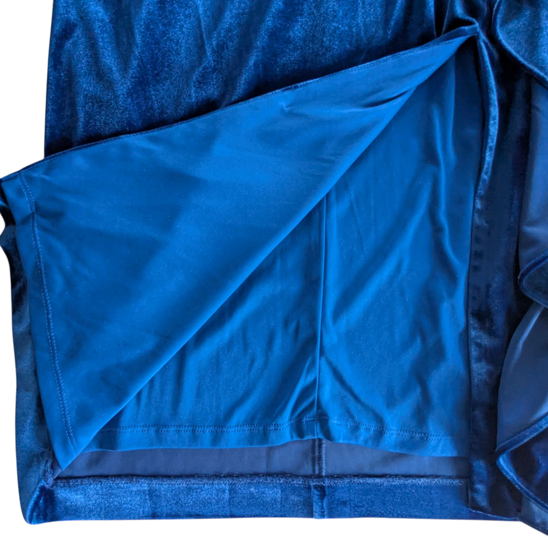 Aidan Mattoc Blue Velvet One Shoulder Cocktail Dress Size 10