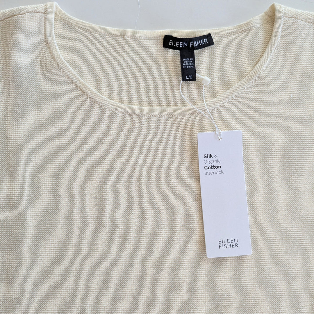 Eileen Fisher Cream Silk Top Size Large NWT