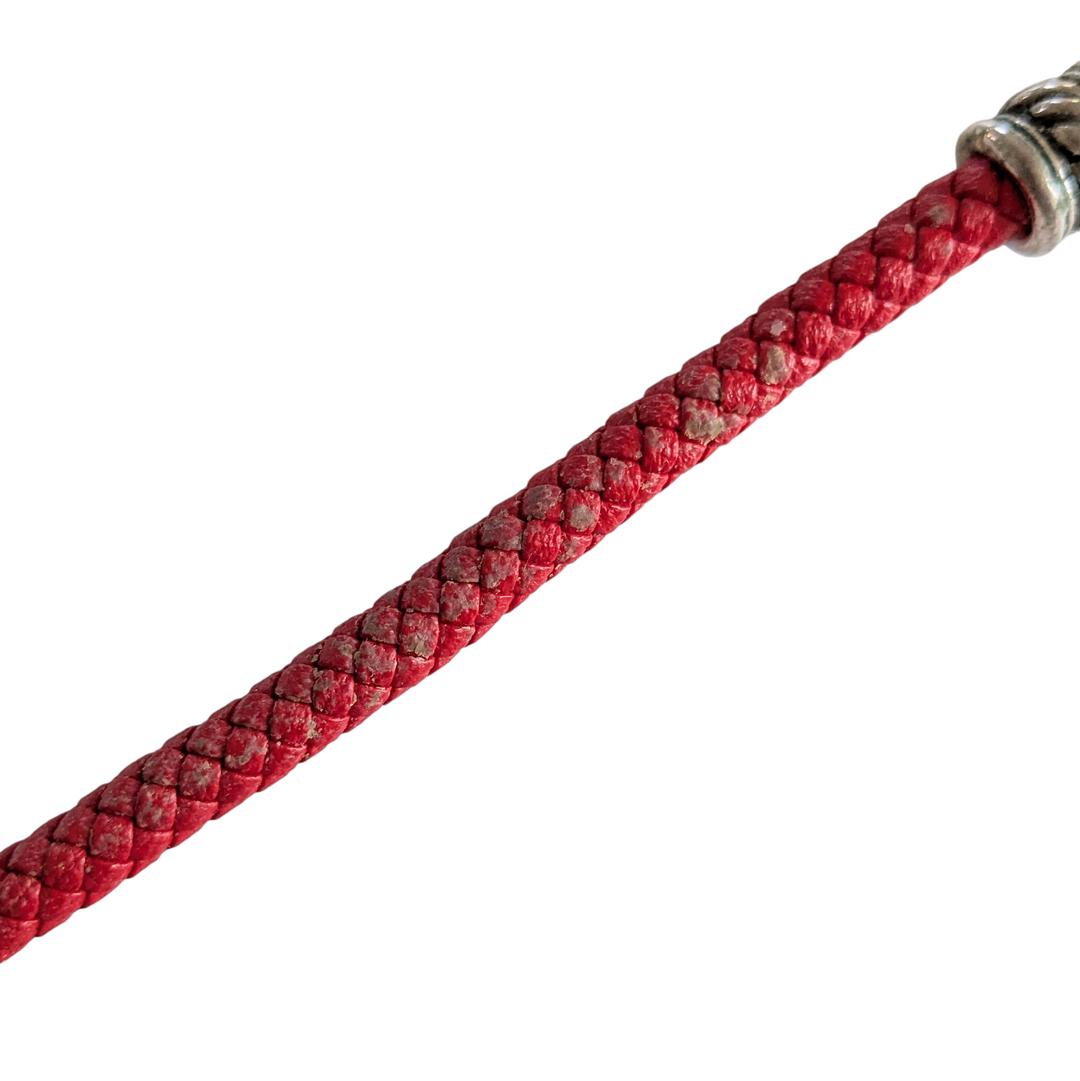 Red Woven Cord Necklace with Silver Pendant