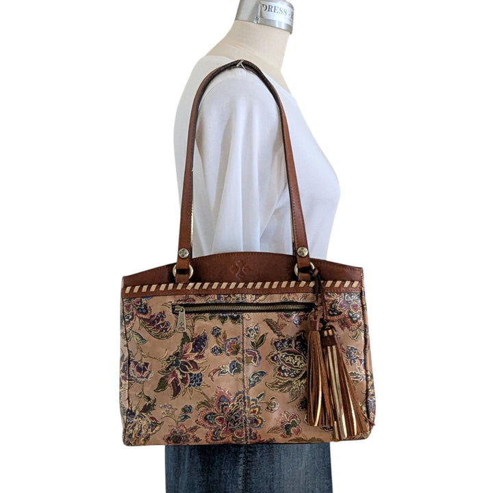 Patricia Nash Floral Embellished Leather Shoulder Bag