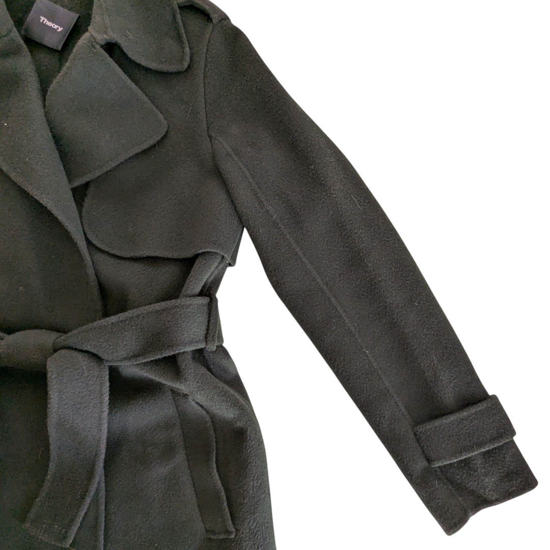 Theory Wool and Cashmere Wrap Coat Size Small
