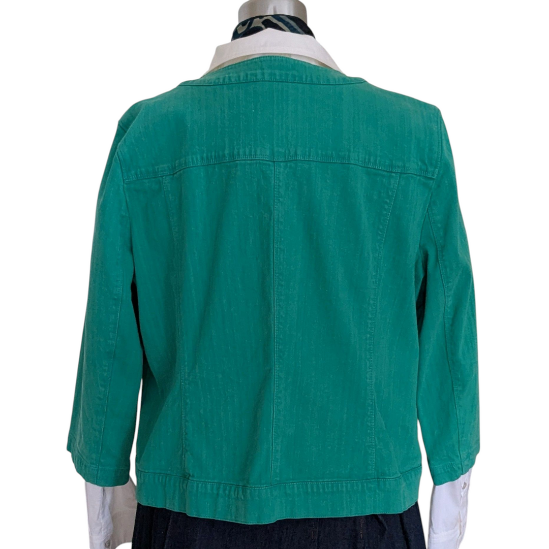 Laura Ashley Green Denim Jacket Size XL
