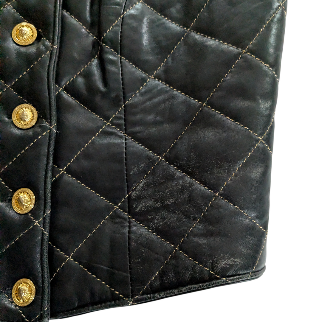 Cache Brown Quilted Leather Vest Size Small