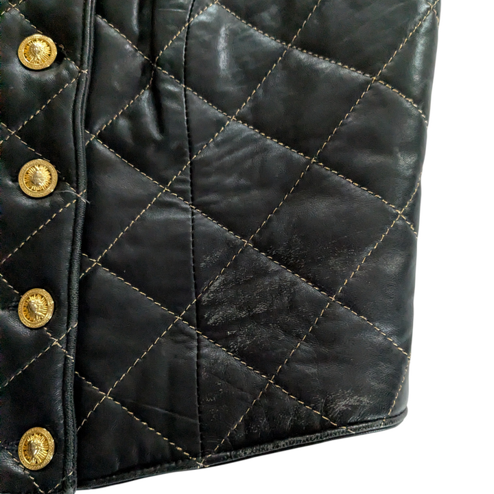 Cache Brown Quilted Leather Vest Size Small