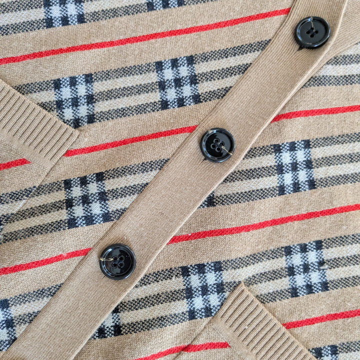 Burberry Long Plaid Cardigan Size Medium
