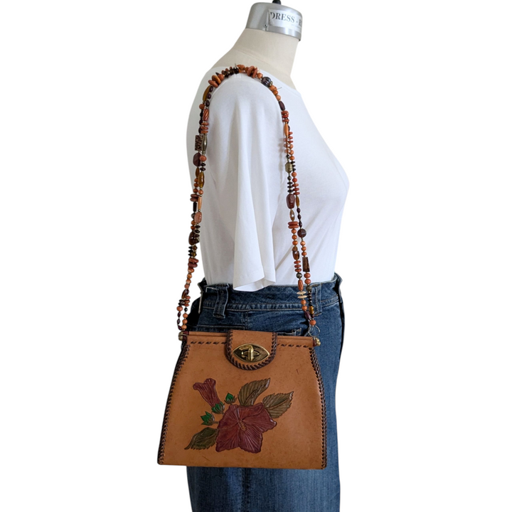 Tooled Leather Shoulder Bag