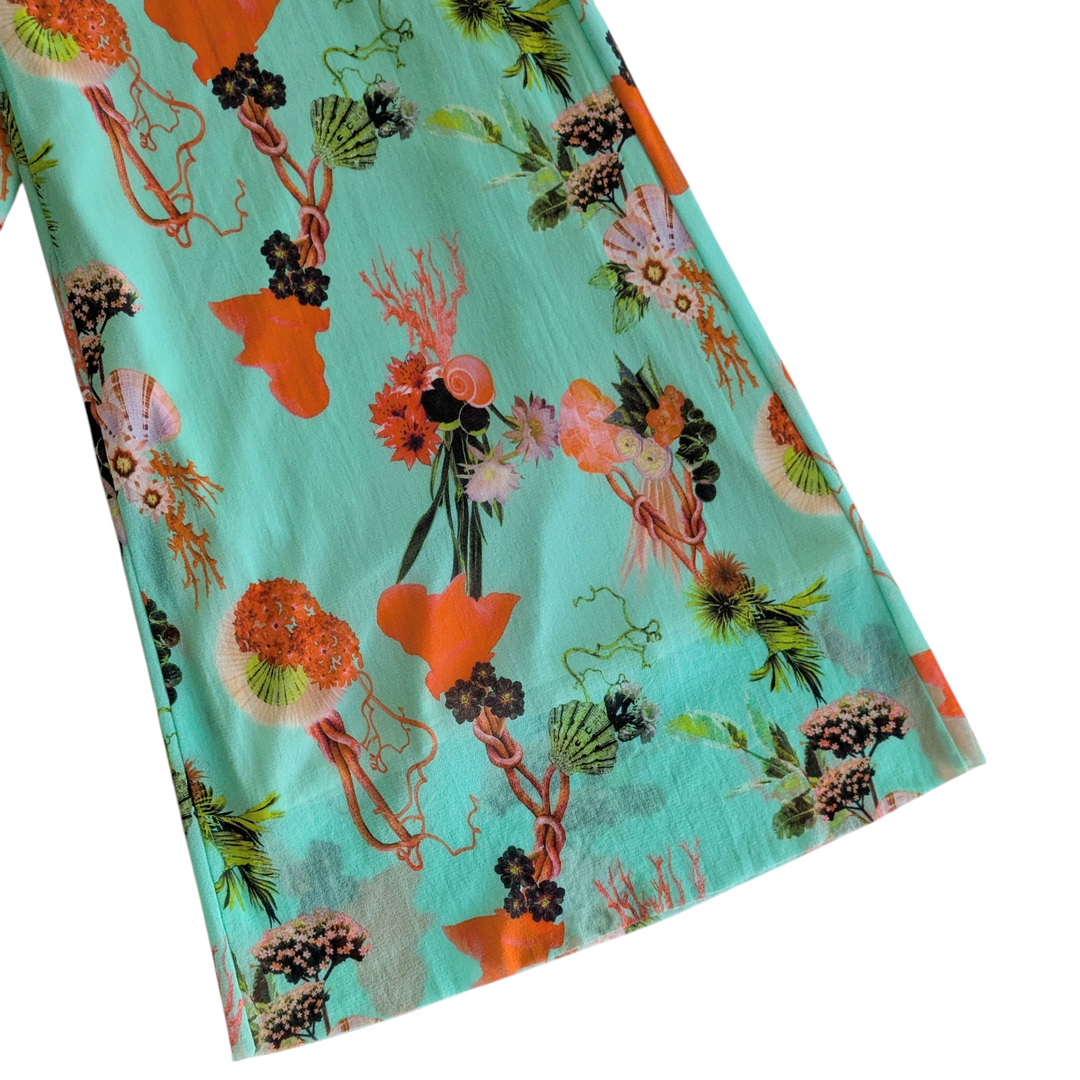 Fuzzi Strapless Jumpsuit in Aqua Print Size Large