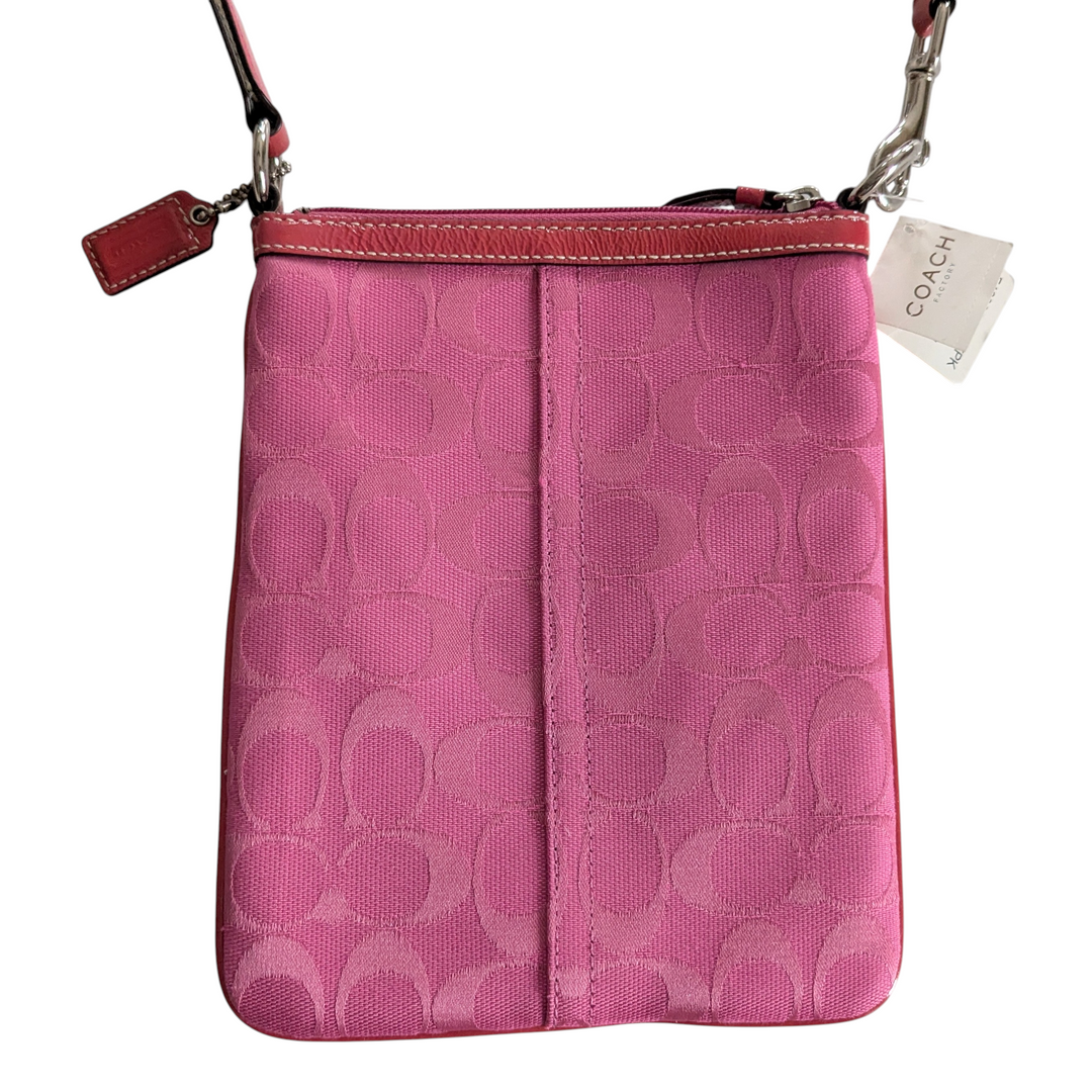 Coach Pink Signature Logo Zip Swingback Crossbody NWT