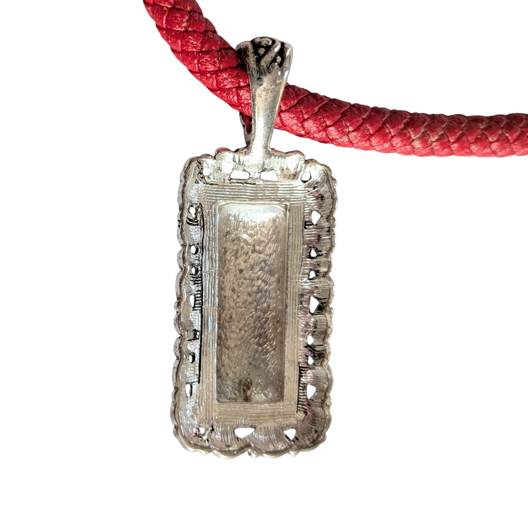Red Woven Cord Necklace with Silver Pendant