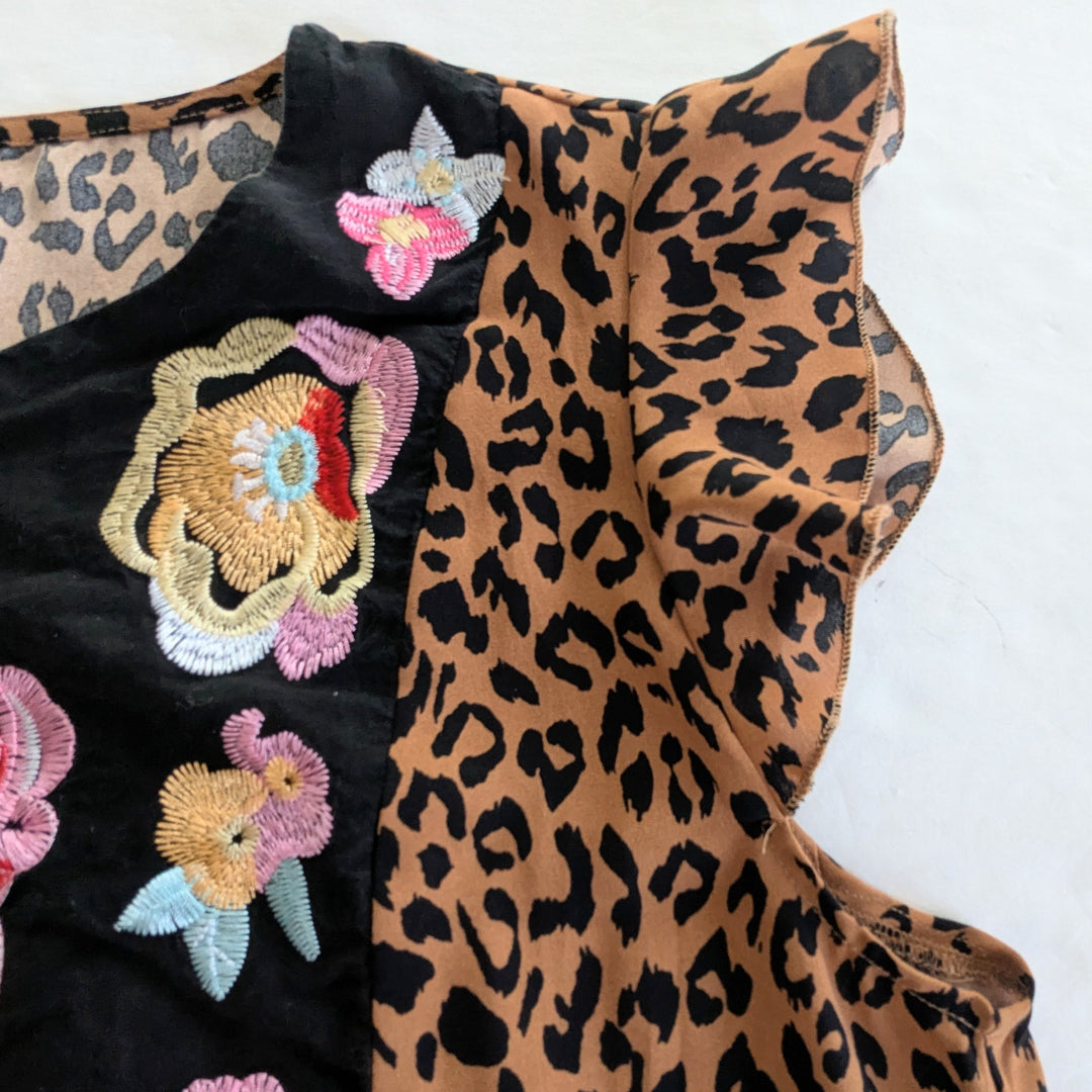 Animal Print Tunic with Embroidery Size Large
