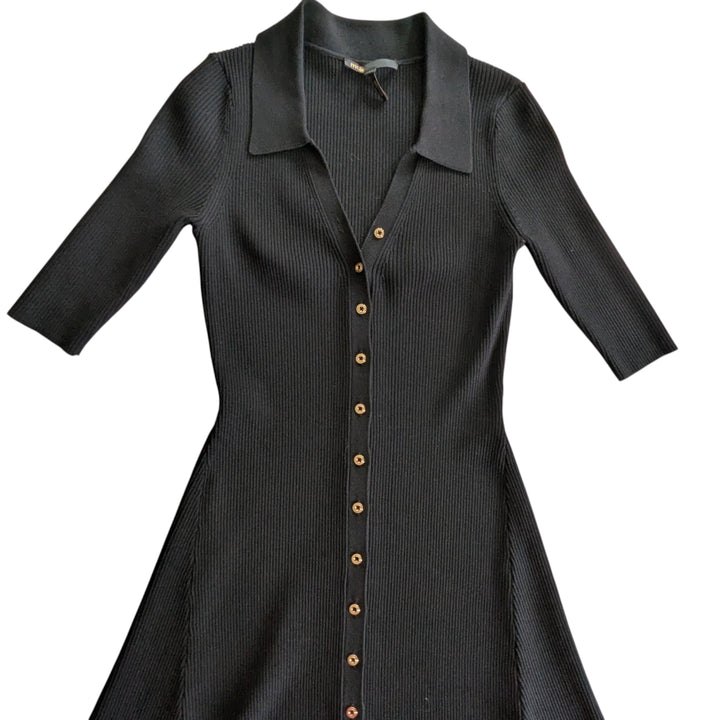 Maje Polo Collar Ribbed Knit Dress Size 36