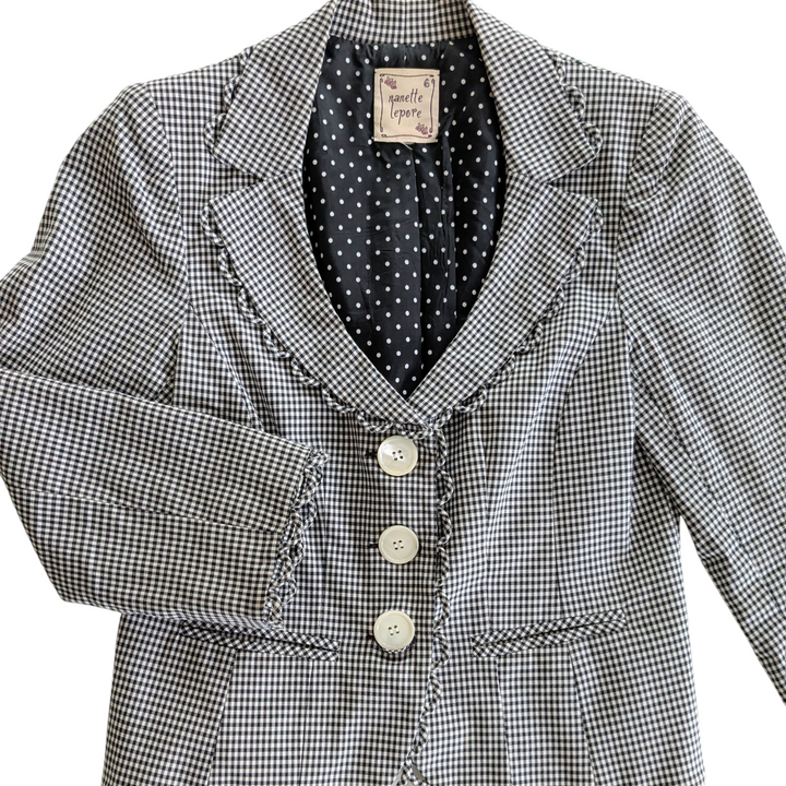 Nanette Lepore Gingham Check Blazer Size 4
