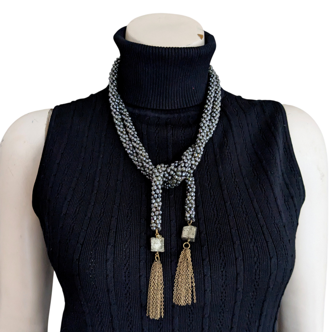Beaded Tassel Lariat Necklace
