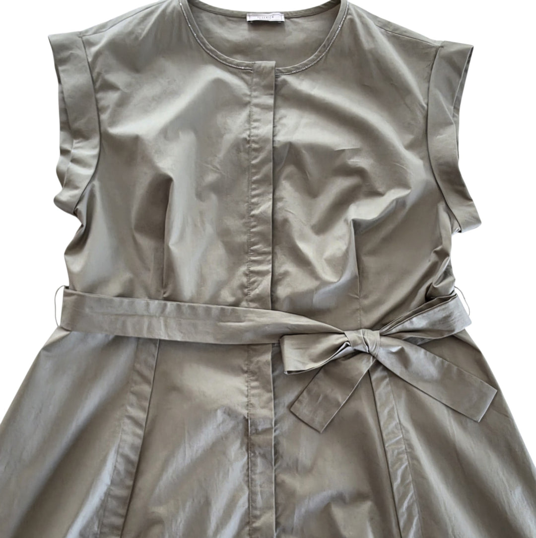 Peserico Cap Sleeve Stretch Cotton Midi Dress Size 48