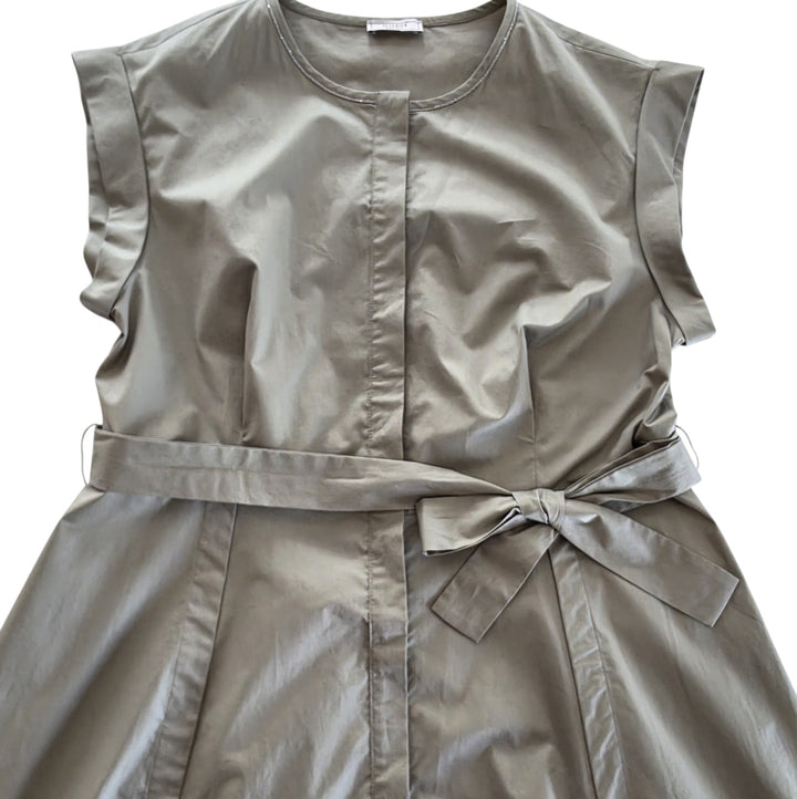 Peserico Cap Sleeve Stretch Cotton Midi Dress Size 48
