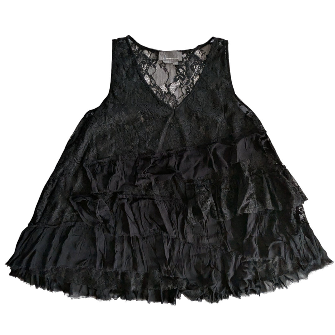 Anthropologie Flouncy Lace Fleece Top Size XS