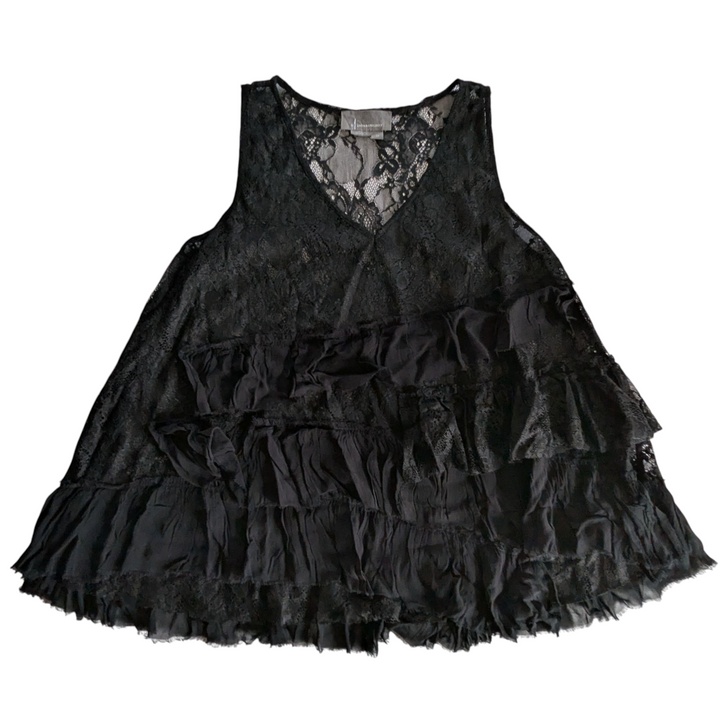 Anthropologie Flouncy Lace Fleece Top Size XS