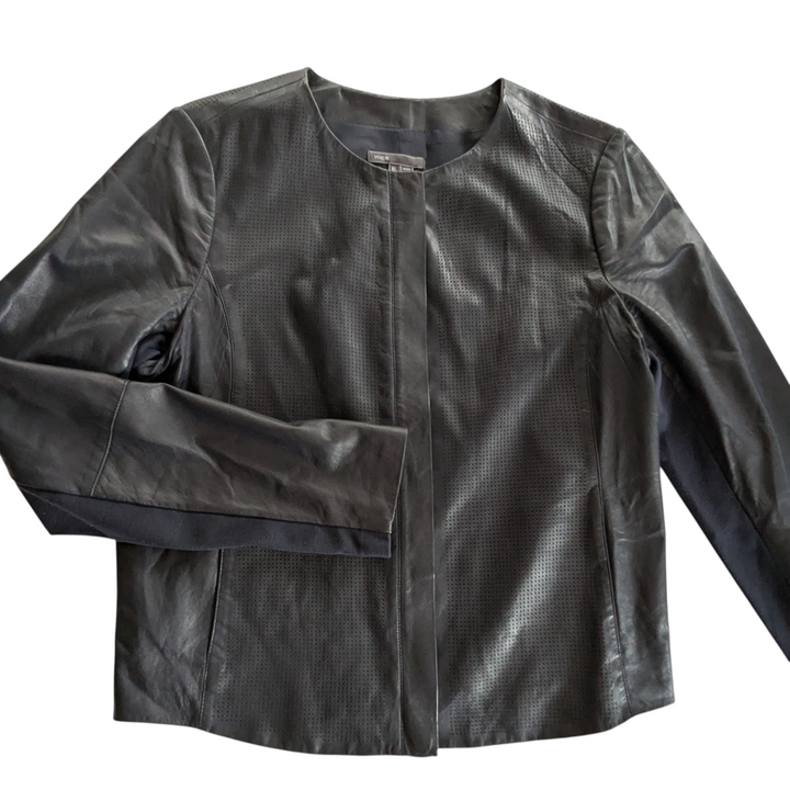 Vince Navy Leather Blazer Size XL