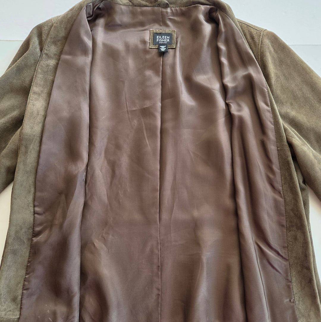 Eileen Fisher Green Suede Jacket Size LP