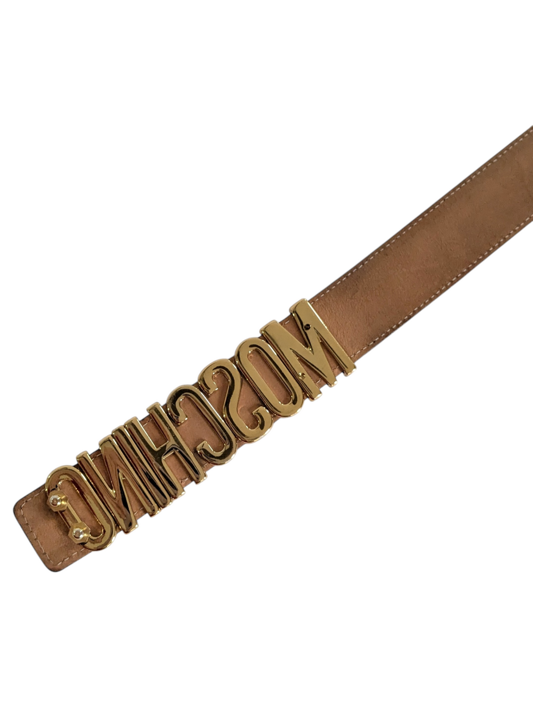 Moschino White Leather Logo Belt