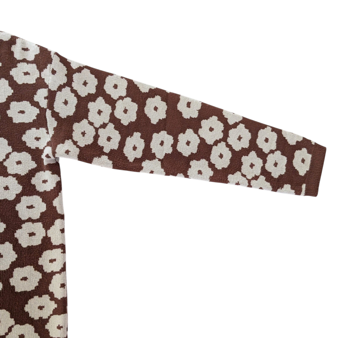 Pretty Garden Brown Floral Sweater Size Small