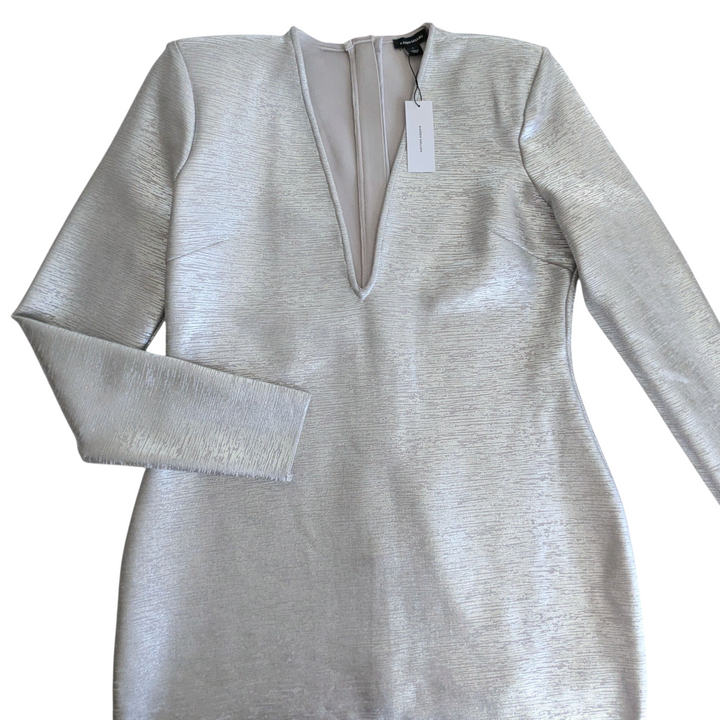 Karen Millen Silver Foil Midaxi Dress Size Large NWT