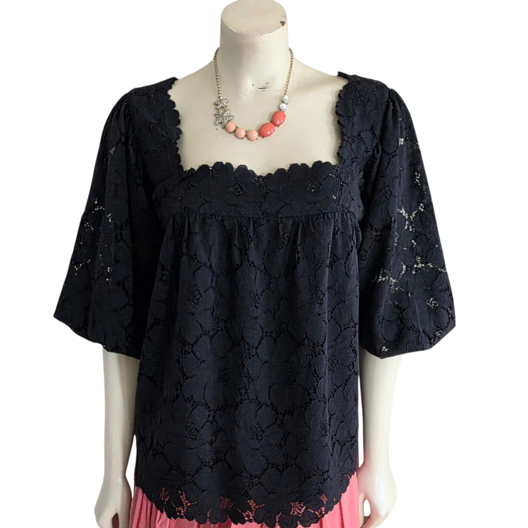 Loeffler Randall Black Lace Top Size Medium