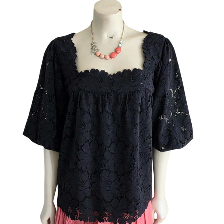 Loeffler Randall Black Lace Top Size Medium