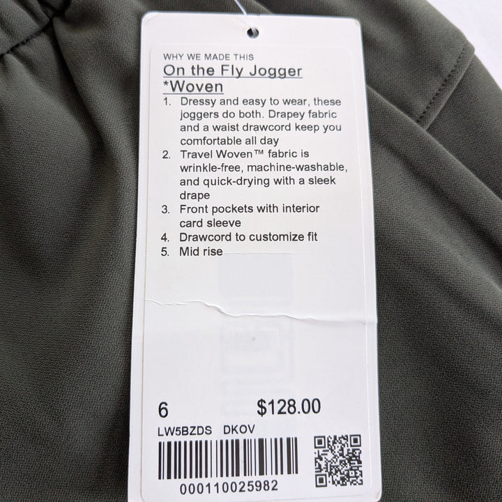 Lululemon On The Fly Joggers Size 6 Olive