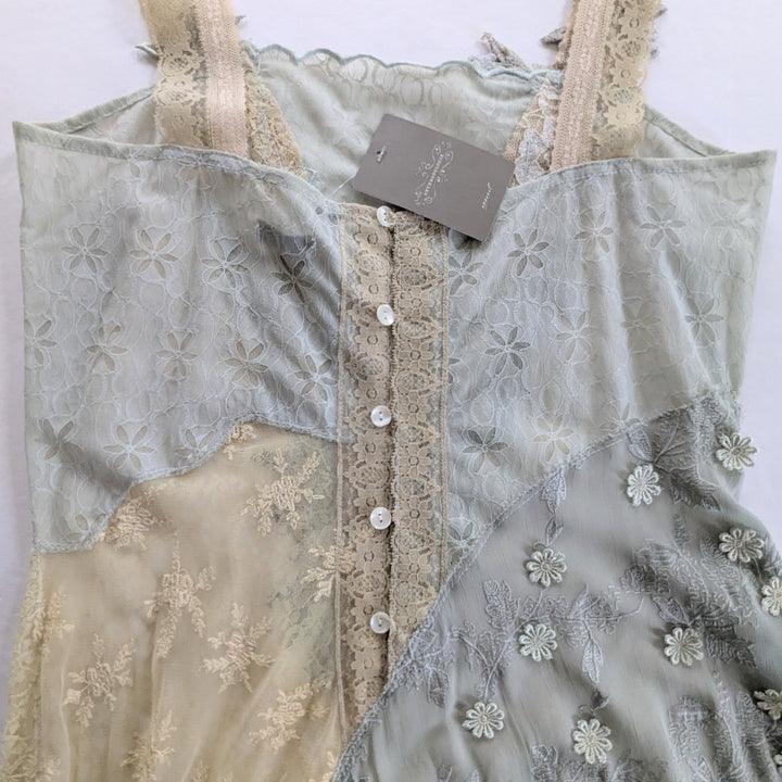 Anthropologie Vintage Odille Lace and Silk Maxi Dress Size 10