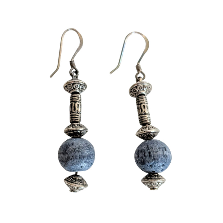 Silver and Blue Drop Silver Earrings