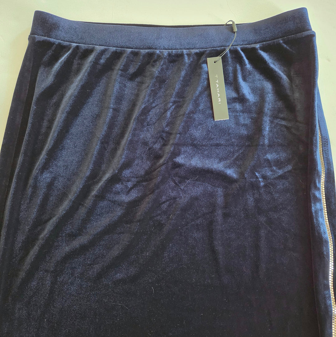 T Tahari Navy Velvet Midi Dress Size XL