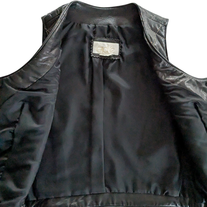 Cache Brown Quilted Leather Vest Size Small