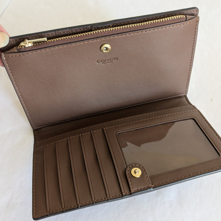 Coach Slim Signature Logo Zippered Wallet