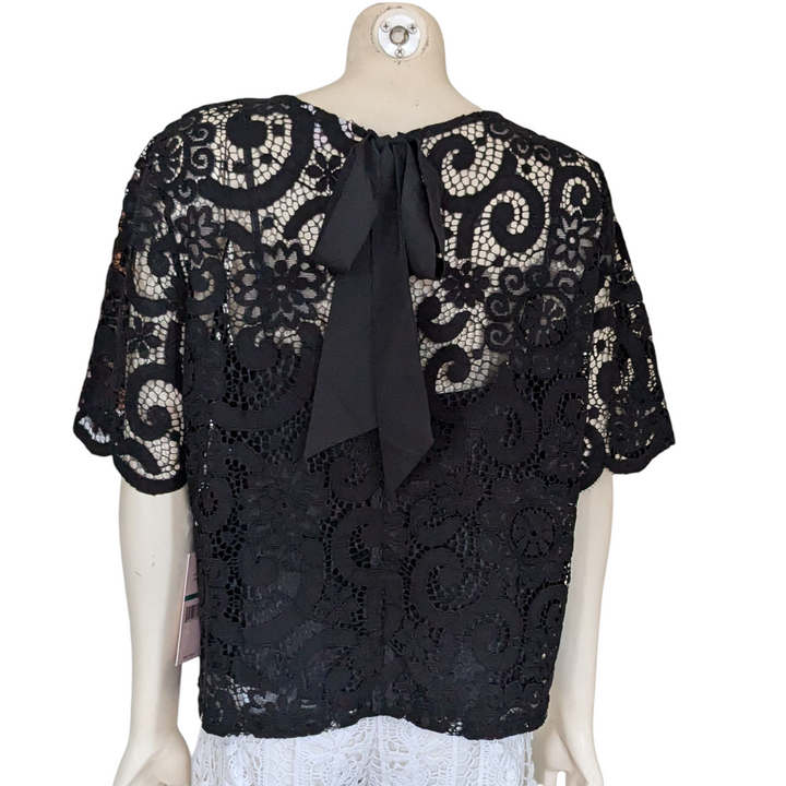 Nanette Lepore Black Lace Top Size Large