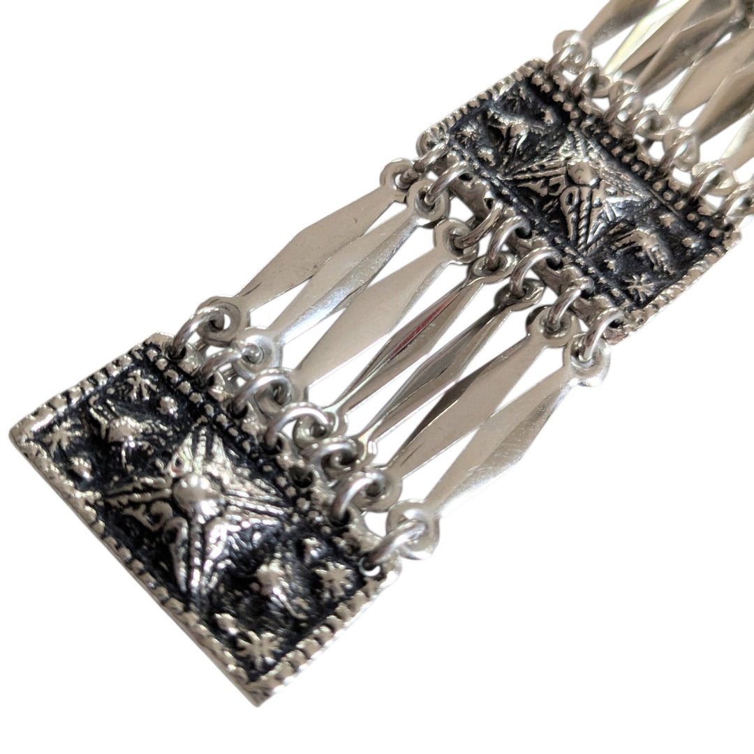 Mexican Sterling Silver Panel Bracelet