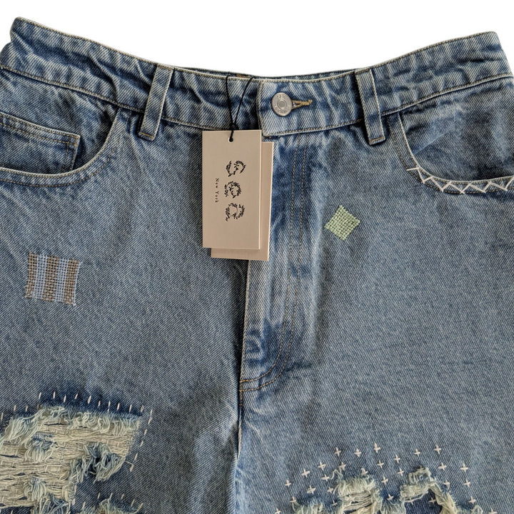 Sea New York Marion Mended Denim Shorts Size 6
