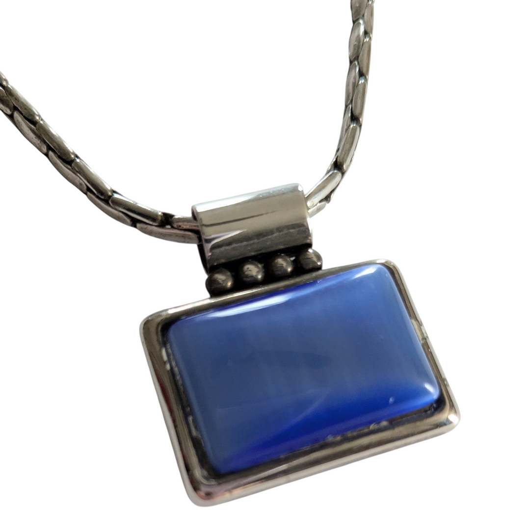 Blue Enamel Pendant Necklace