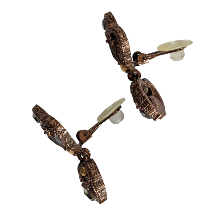 Beaded Copper Clip Earrings